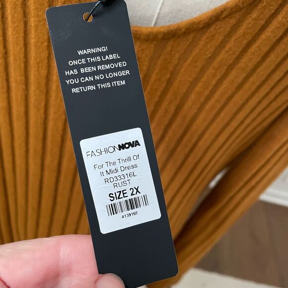 NWT Fashion Nova For The Thrill Of It Midid Dress Rust 2X - Picture 6 of 9